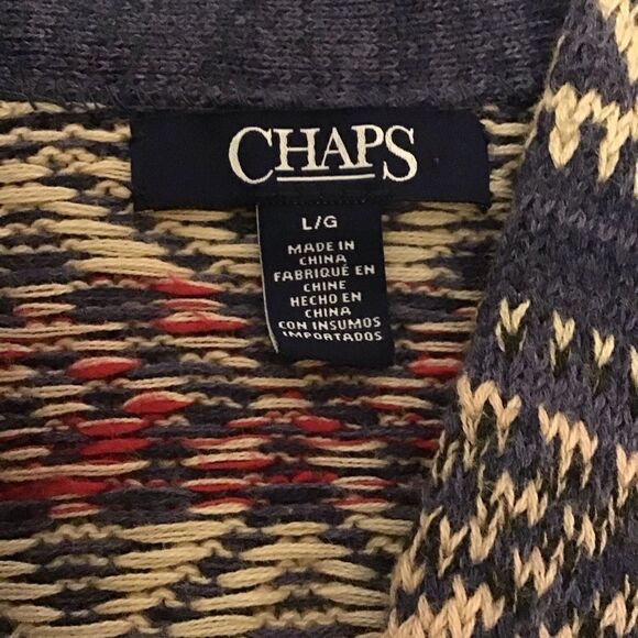 Chaps Open Long Blue Cardigan Southwest Print Sz L - Picture 5 of 6